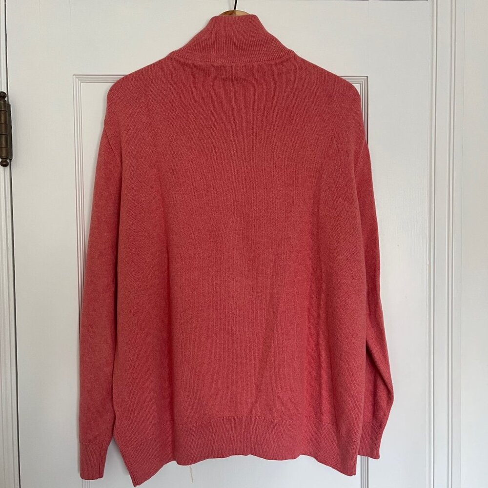 New! J Crew Cotton Quarter Zip in Coral | Size Large - Picture 9 of 10